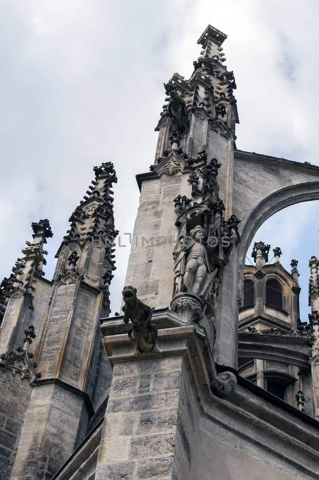 Close up view of the medieval Cathedral of St Vitus in Prague, Czechia, Czech Republic.