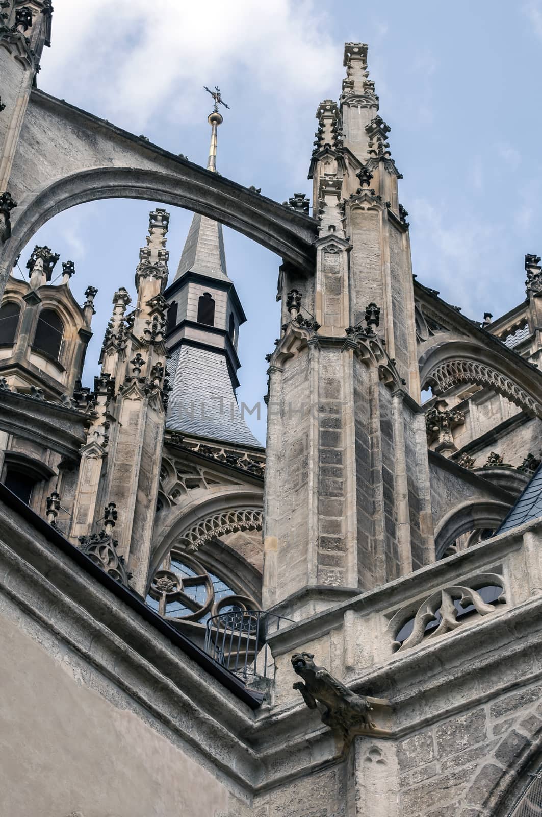 Close up view of the medieval Cathedral of St Vitus in Prague, Czechia, Czech Republic.