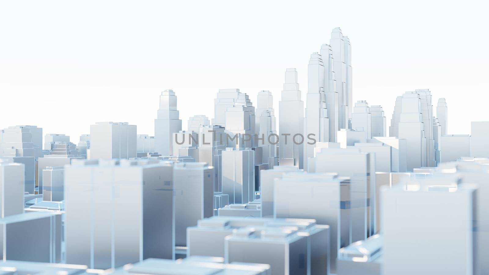 3d abstract modern city in sunny day. 3D illustration