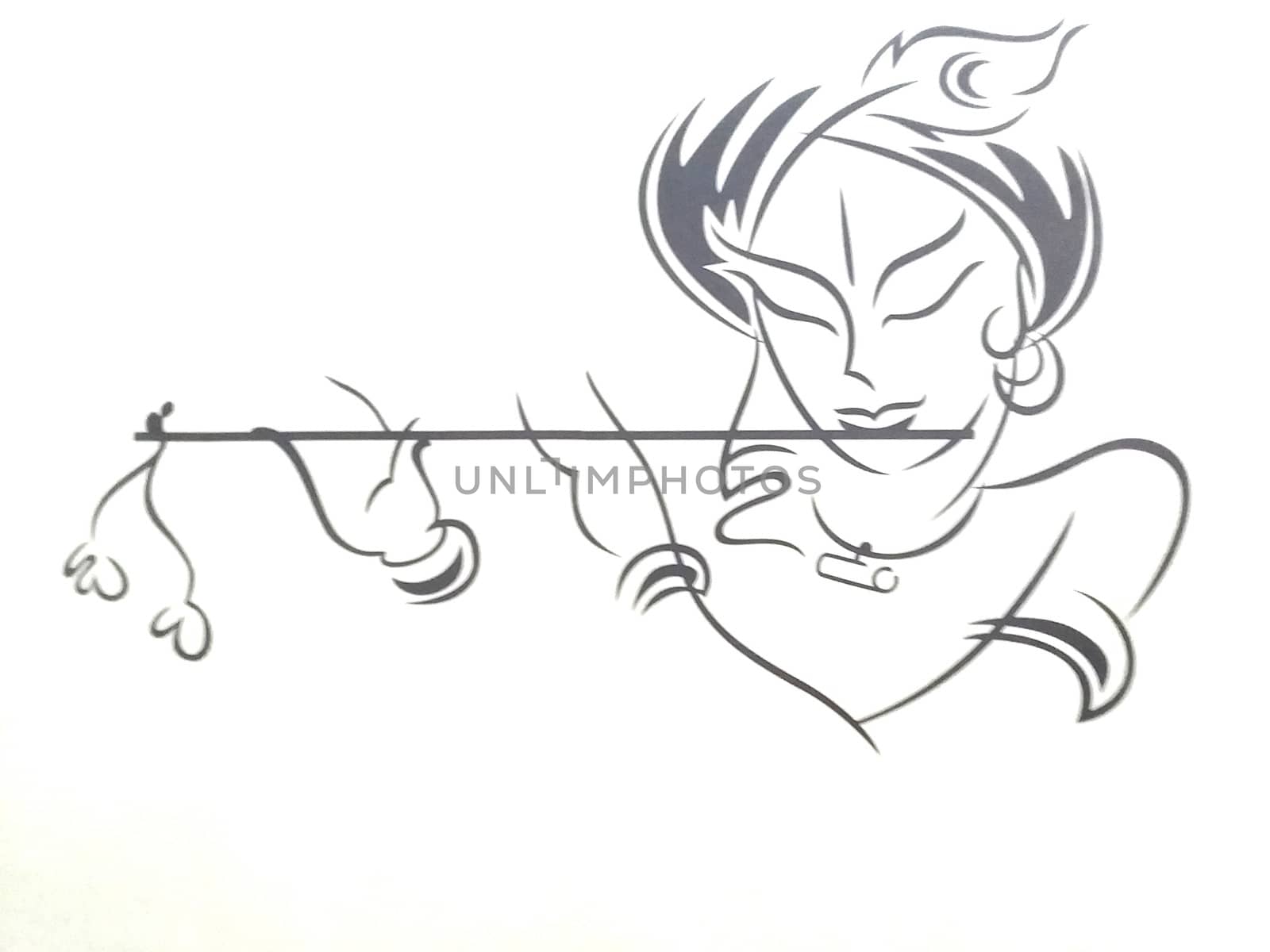 sketch of lord Krishna on the wall by gswagh71