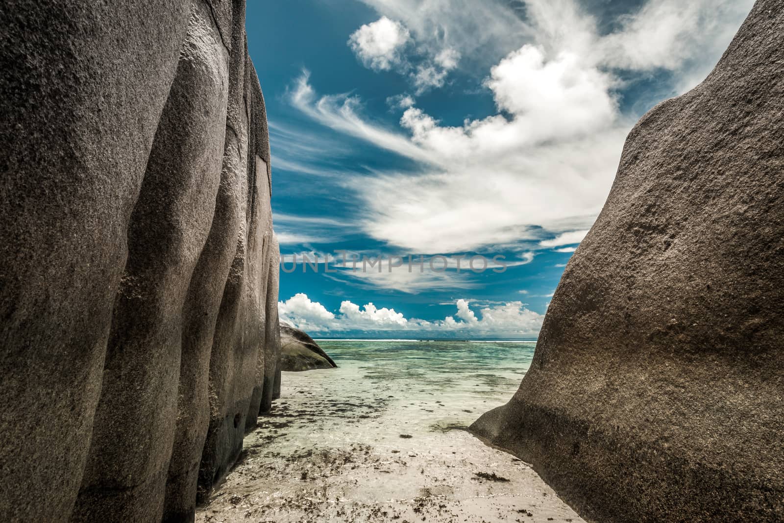 Beautiful beach Anse Source D'argent in Praslin, Seychelles