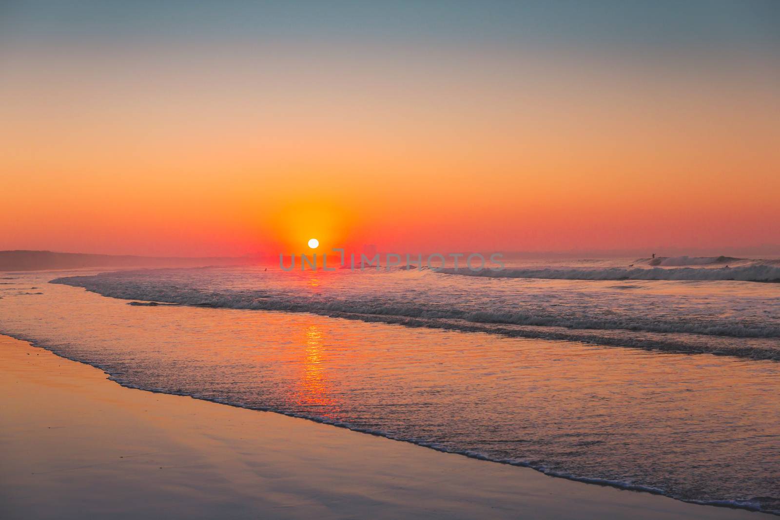 Beautiful sunset at the Portugal beach