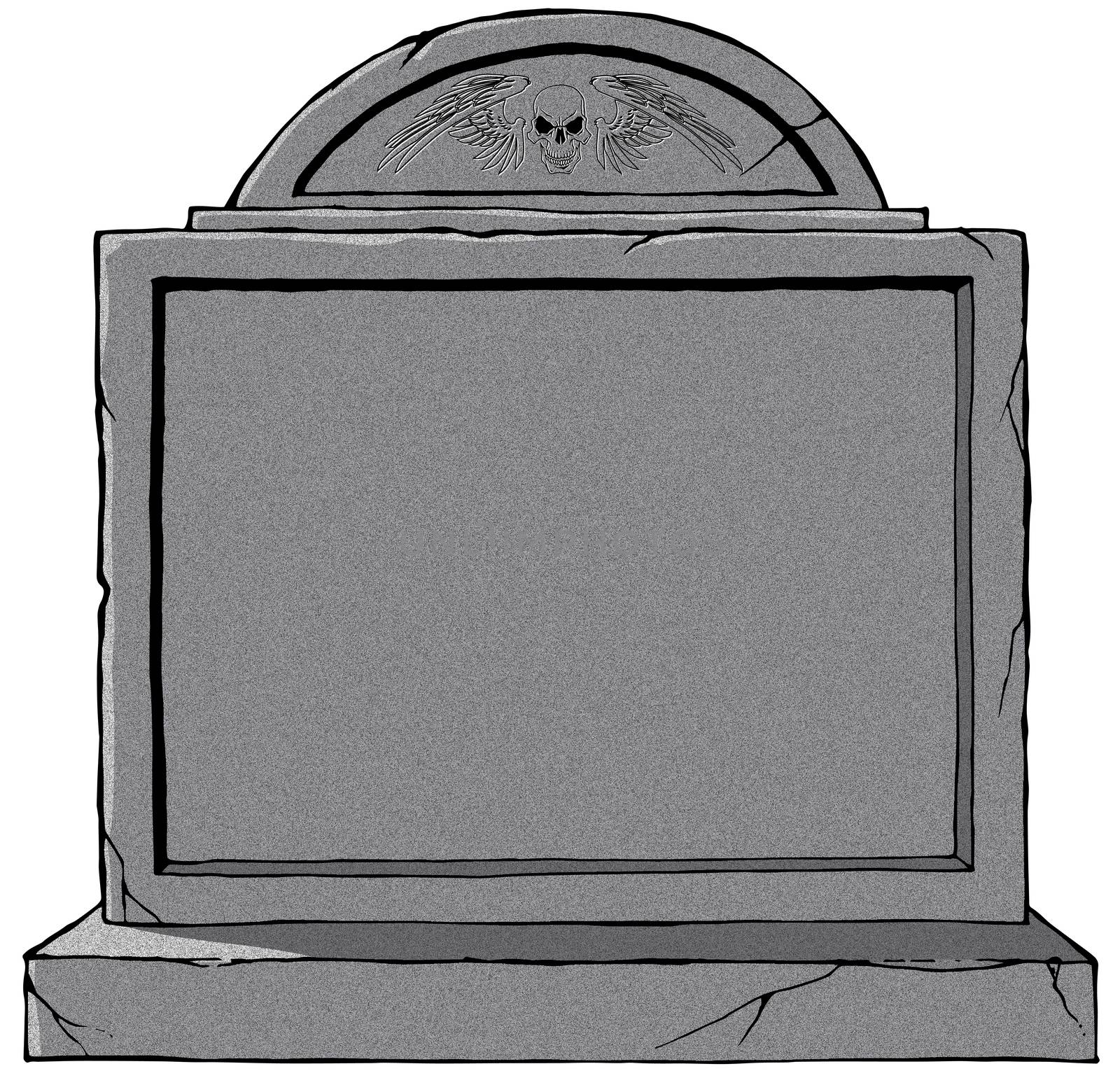 Old gothic grave blank stone tombstone illustration white background