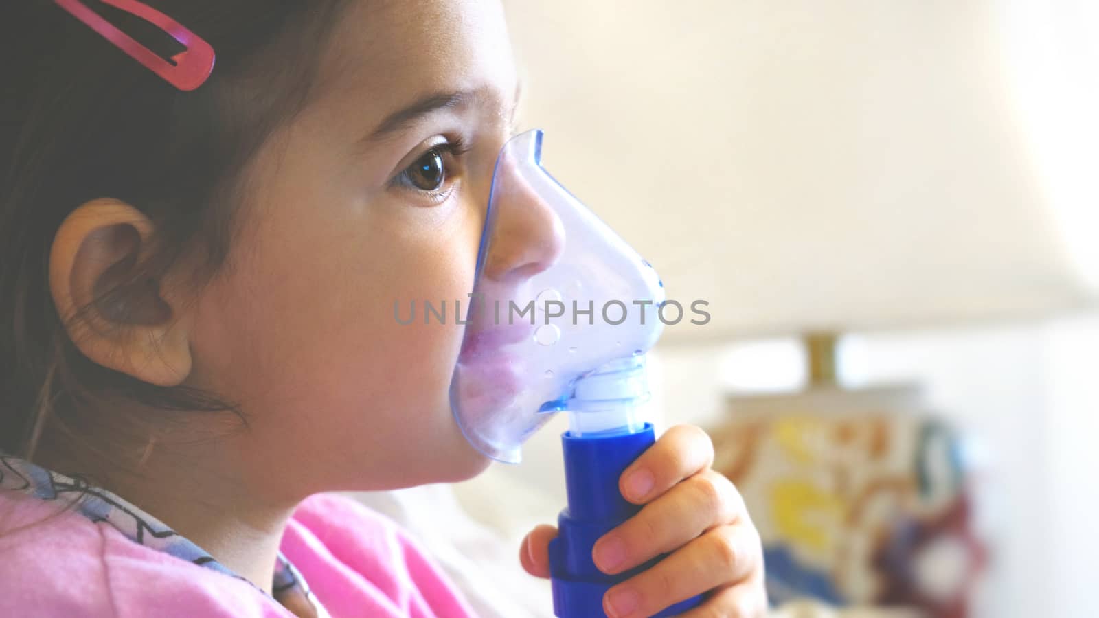 childhood asthma inhaling mask illnesses little baby girl with flu id doing aerosol independently by LucaLorenzelli