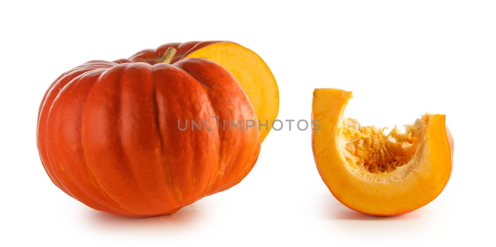 Cut pumpkin on white by Yellowj