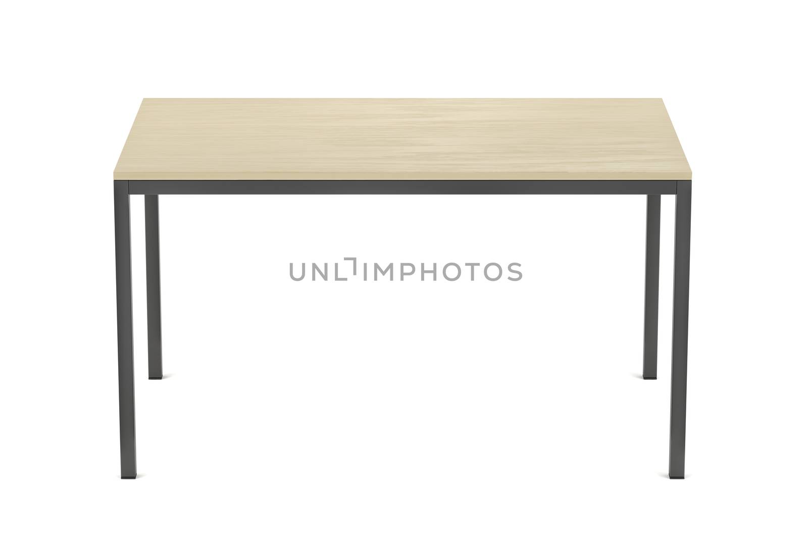 Wooden dining table on white background