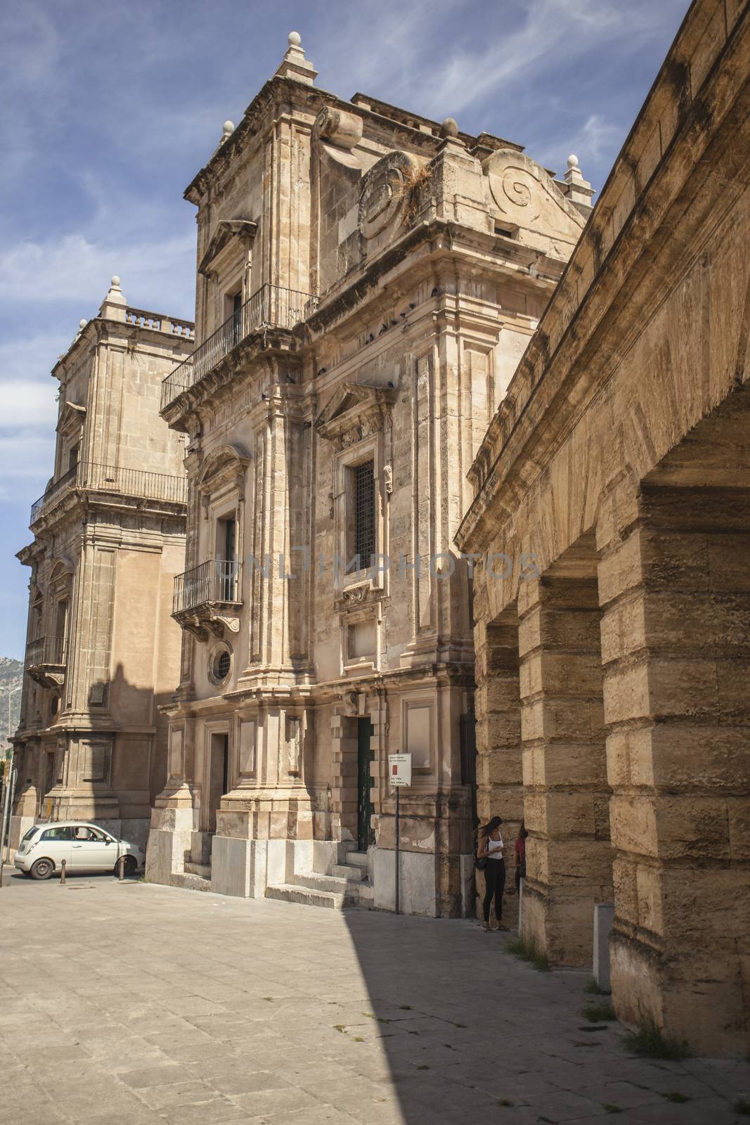 Detail of archies and buildings belonging to the Foro Italico of Palermo