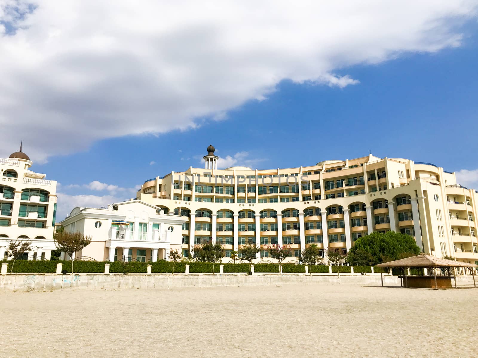 Pomorie, Bulgaria - September 12, 2019: Sunset Resort Hotel Complex Is Situated On The Seashore.