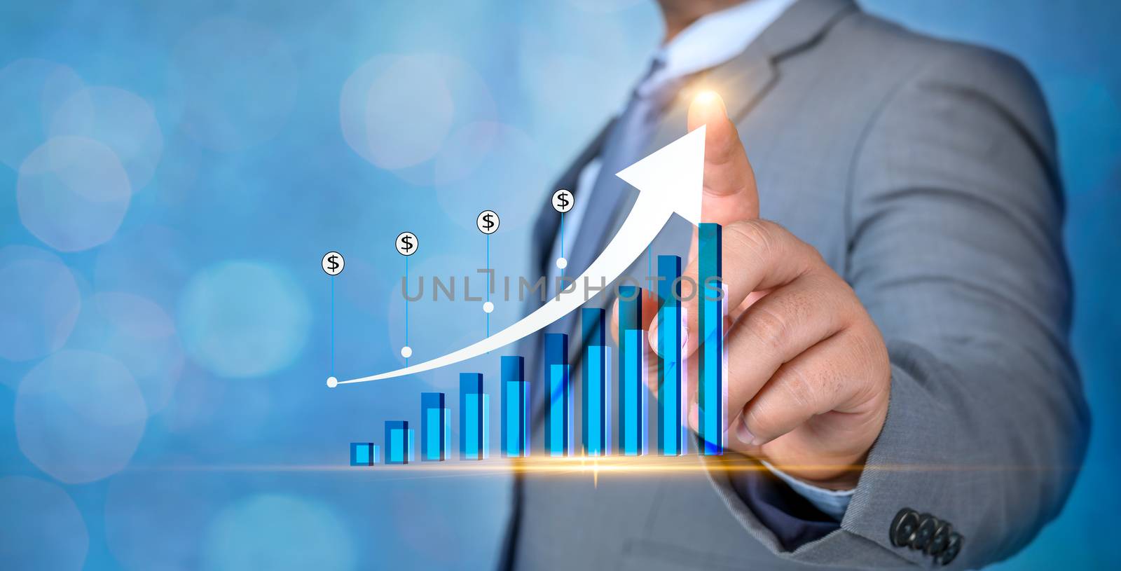 Graph of financial growth global communications Binary Smart Phones and world Internet Businesspeople press the phone to communicate in the Internet Stock chart Researching process.business Team Working Startup modern office Laptop global strategy virtual Icon.Innovation graphs Interfaces by sarayut_thaneerat