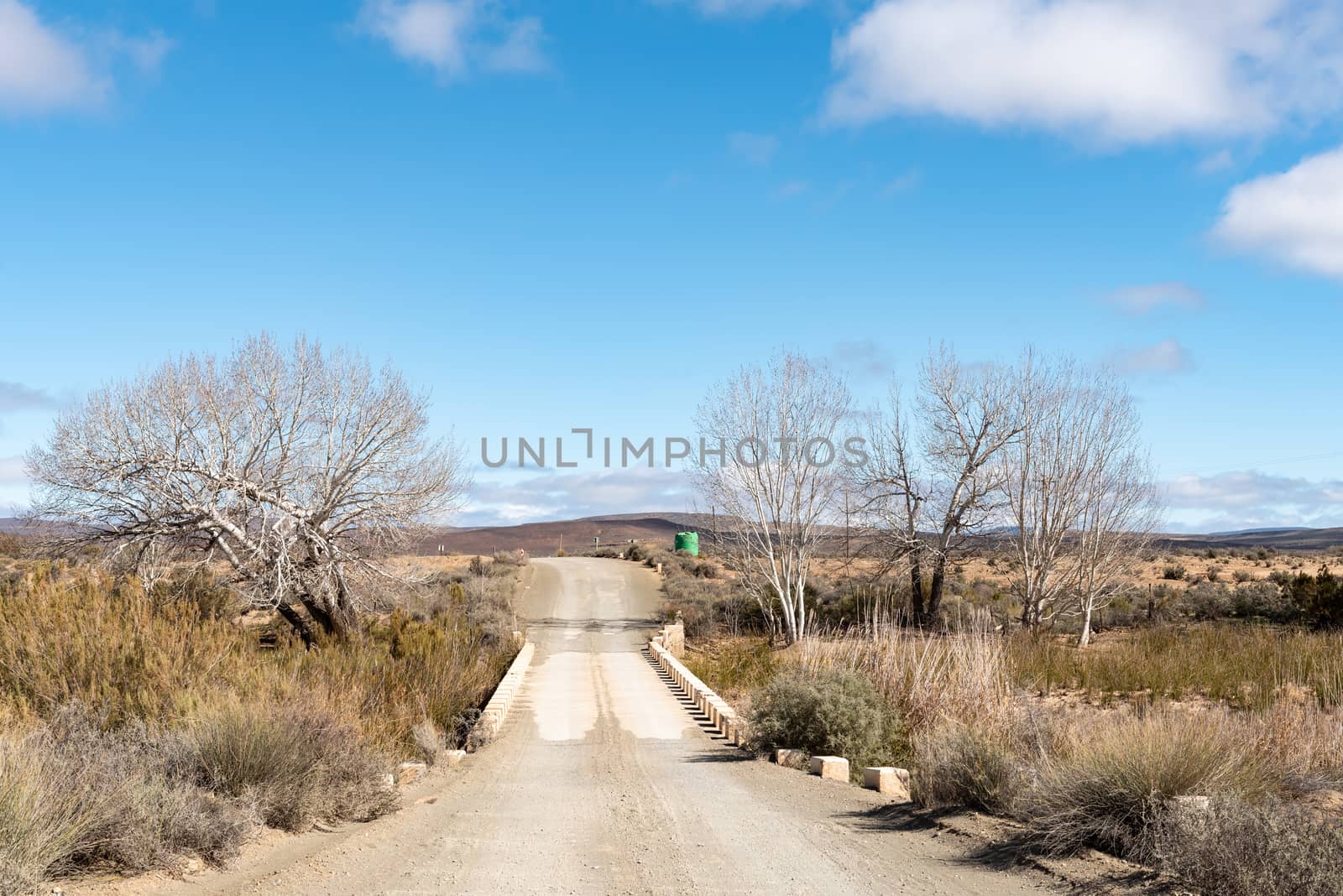 A single lane road bridge on road R356 between Fraserburg and Sutherland in the Northern Cape Province