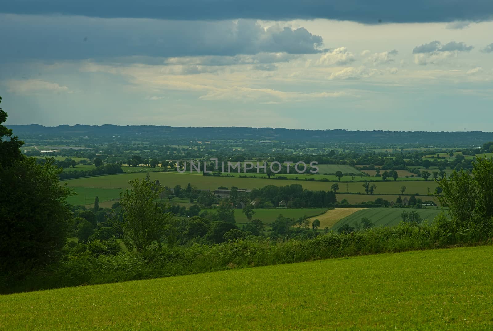 View from the hill on tranquil landscape in rural Normandy by sheriffkule