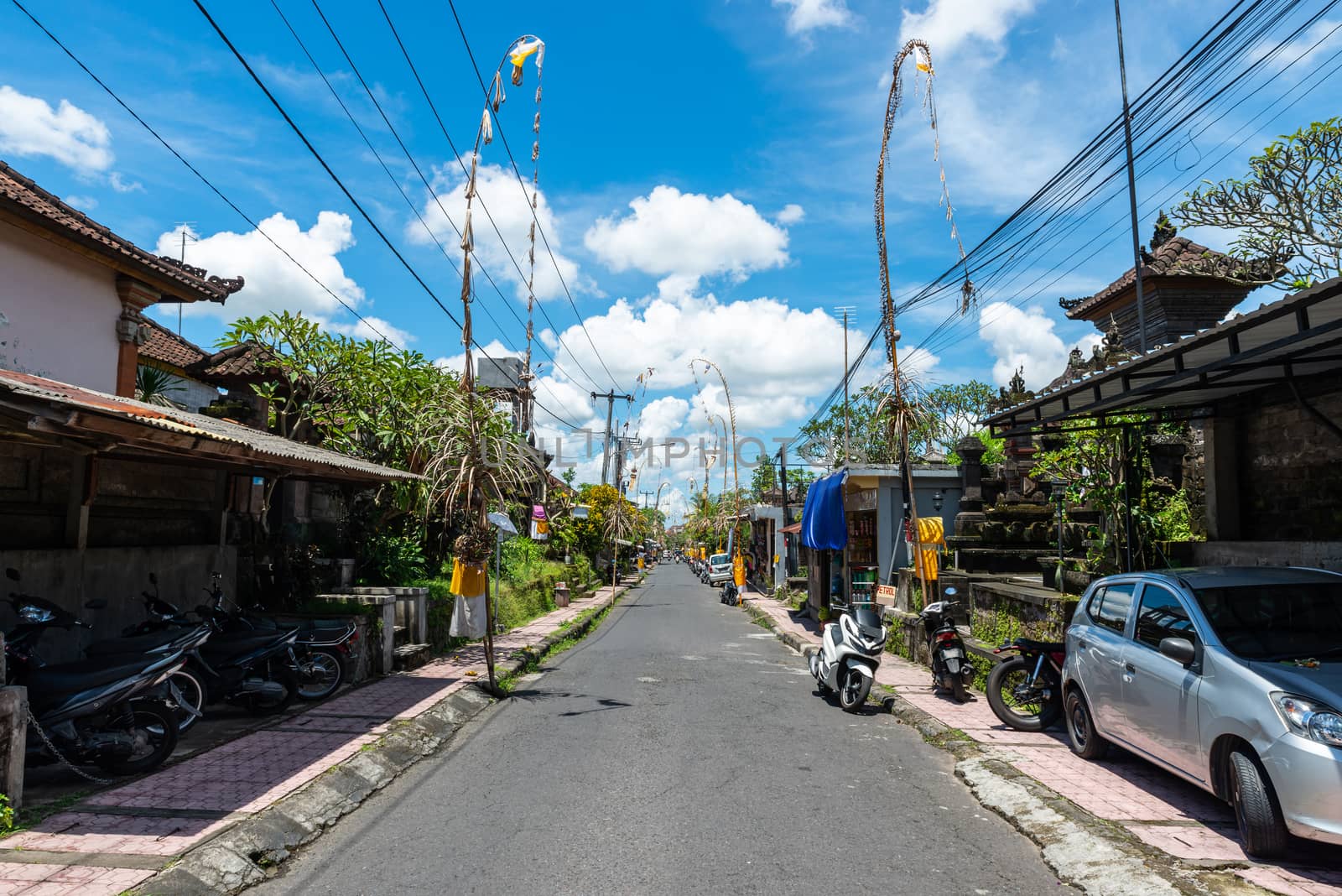 Small empty street in Ubud, Bali, Indonesia