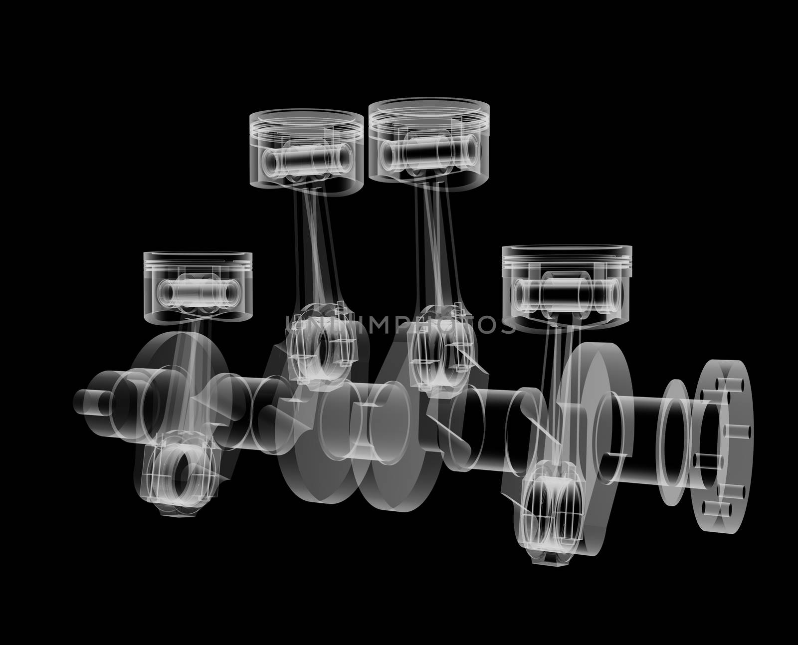 Pistons and crankshaft X-Ray style by cherezoff