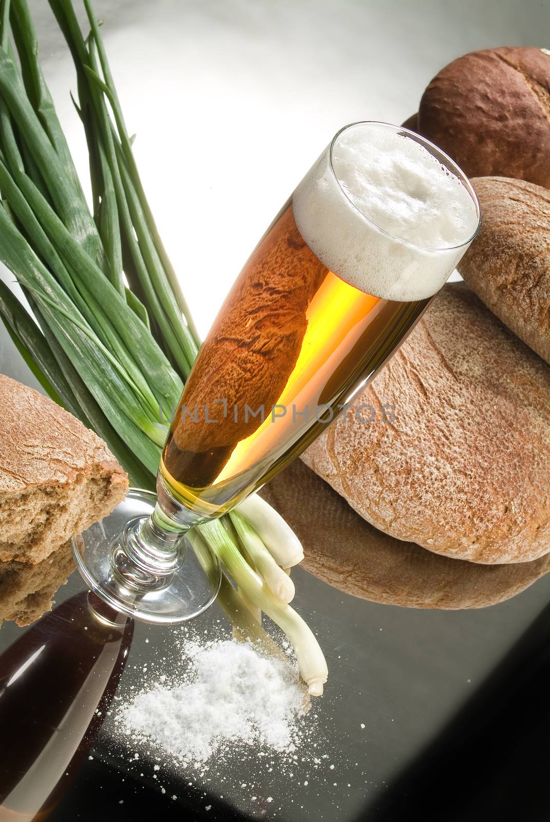 Different kinds of bread on a studio background