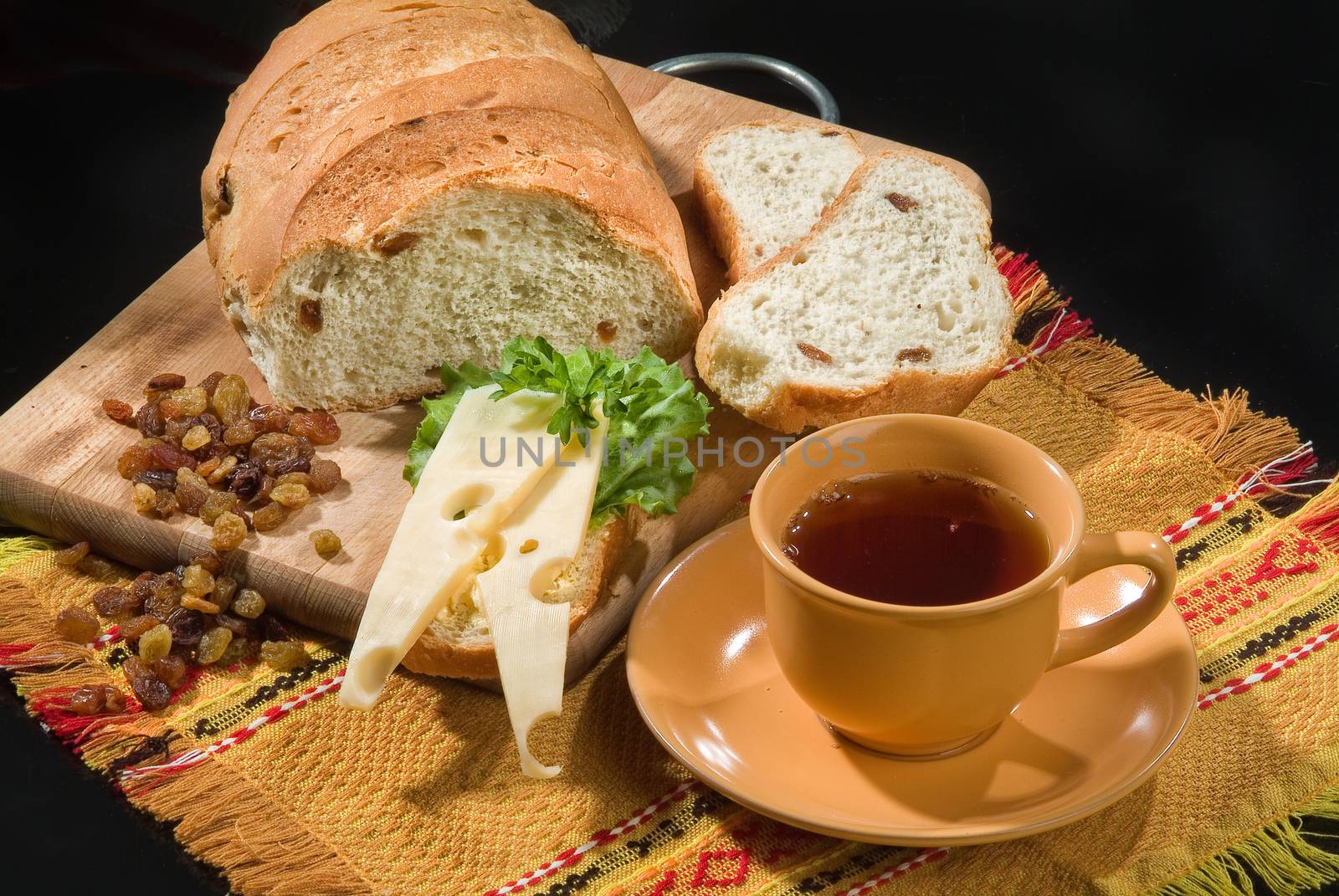 Different kinds of bread on a studio background
