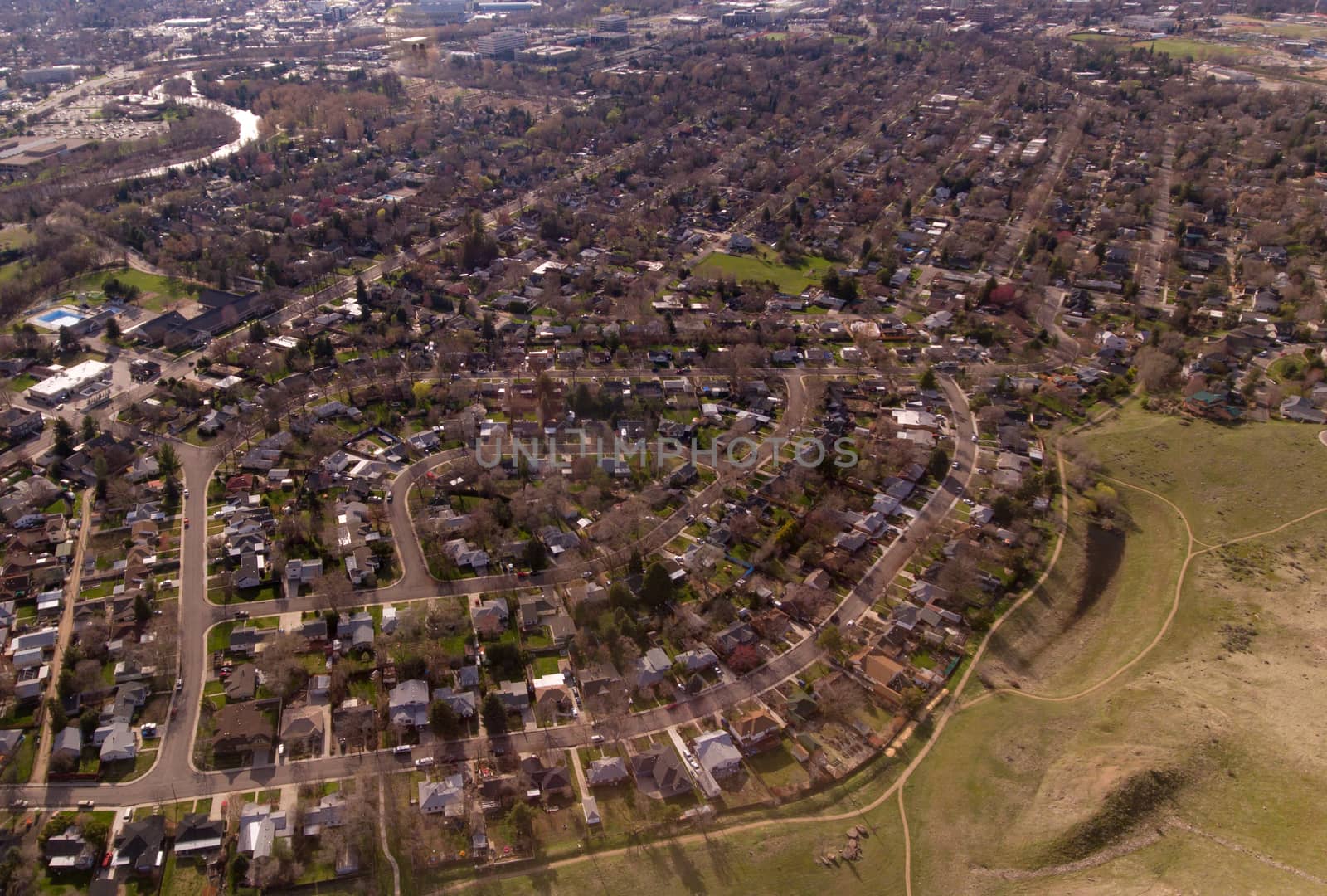lots of houses in the community as shot from an aerial drone