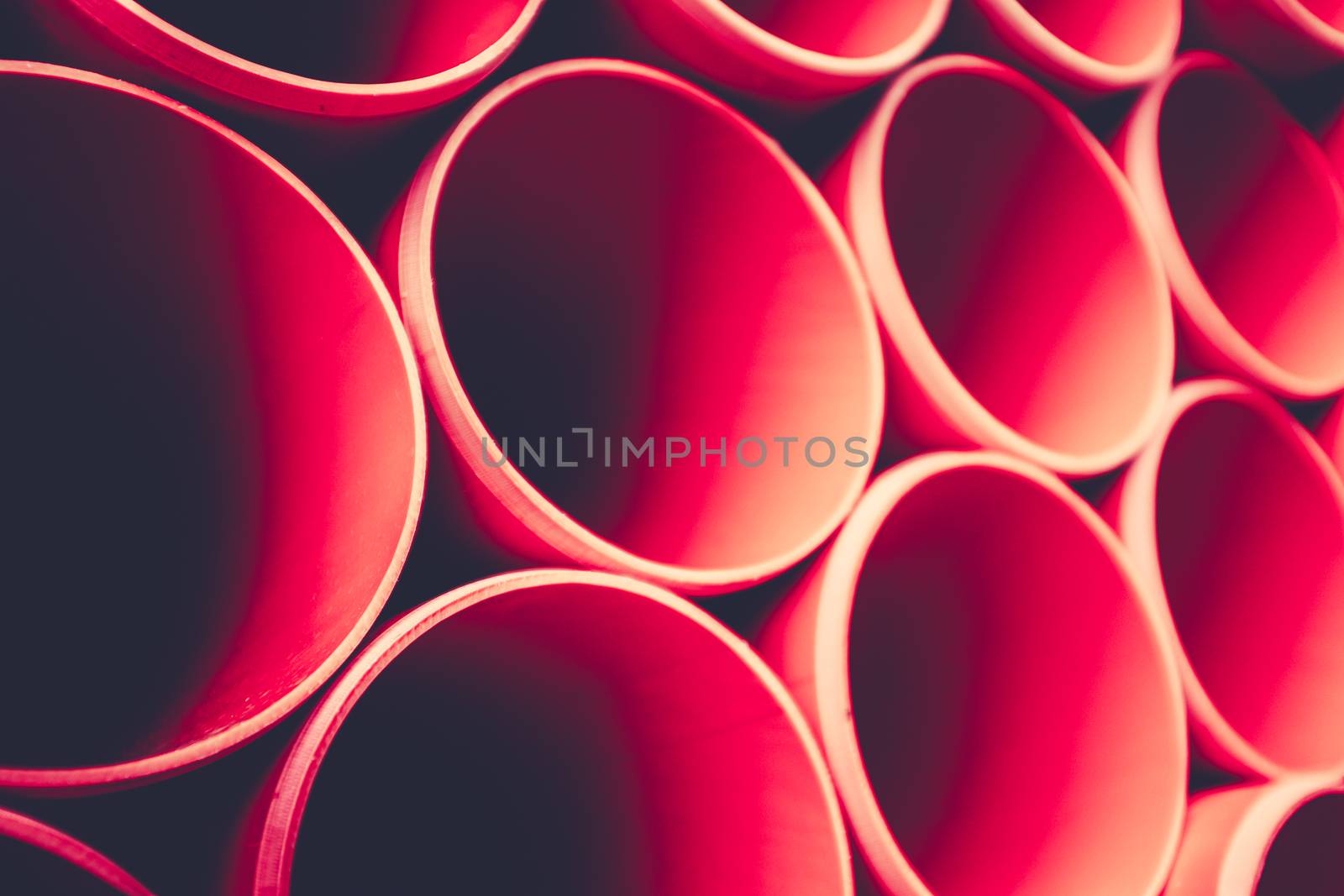 Abstract Background Of Plastic Tubes Or Pipes On A Construction Site