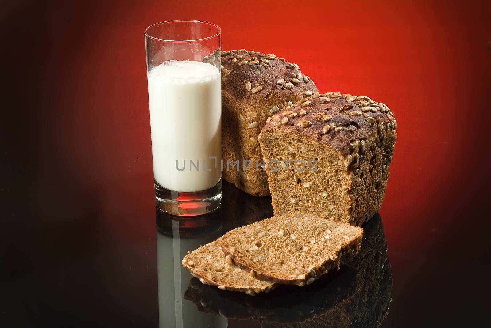 Different kinds of bread on a studio background