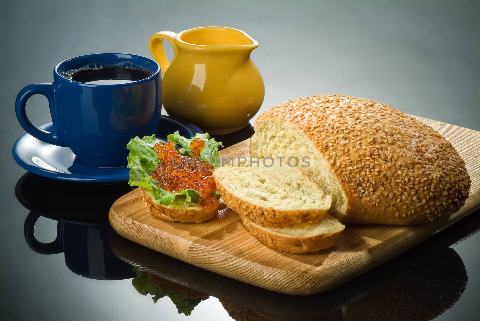 Different kinds of bread on a studio background