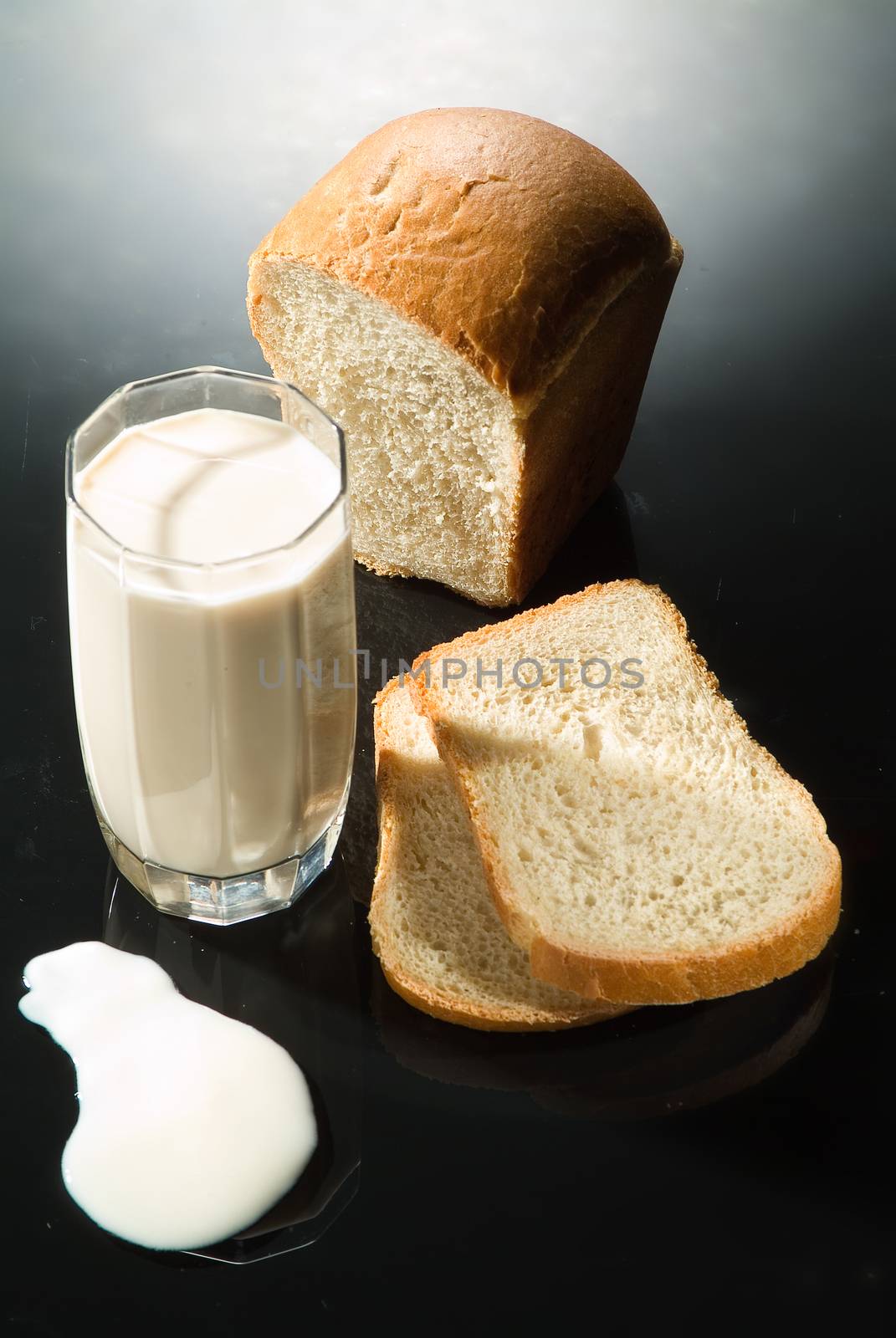 Different kinds of bread on a studio background