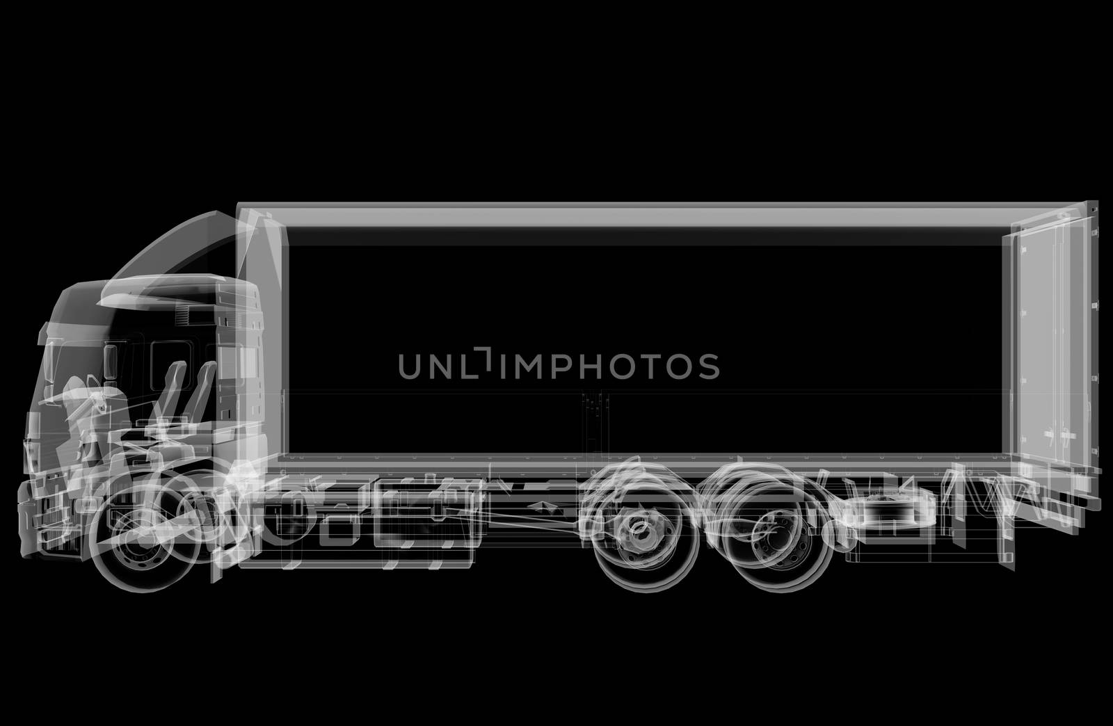 Truck x-ray on black background by cherezoff