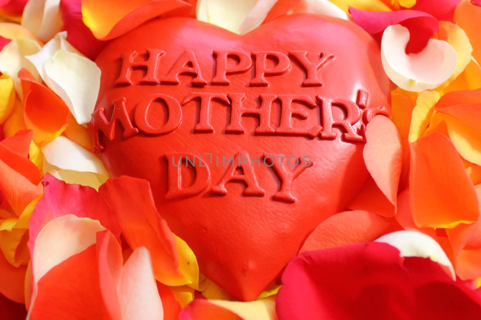 The picture shows happy mother`s day heart and roses.