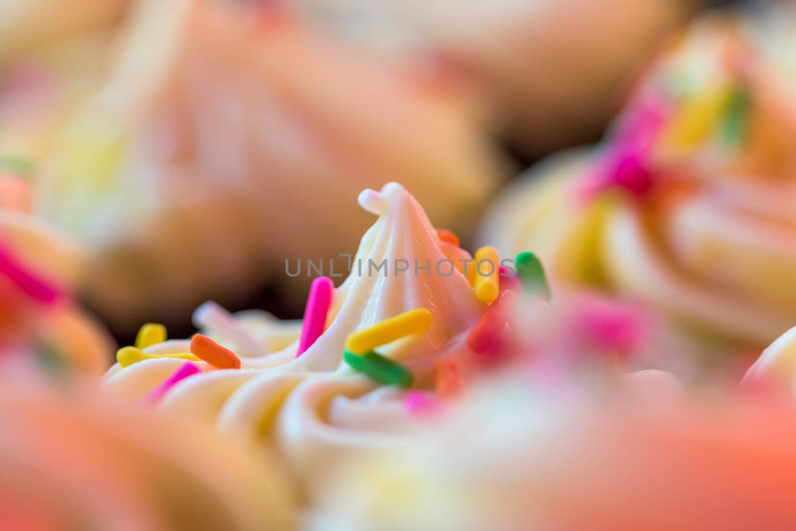 close up shot of cupcakes topping