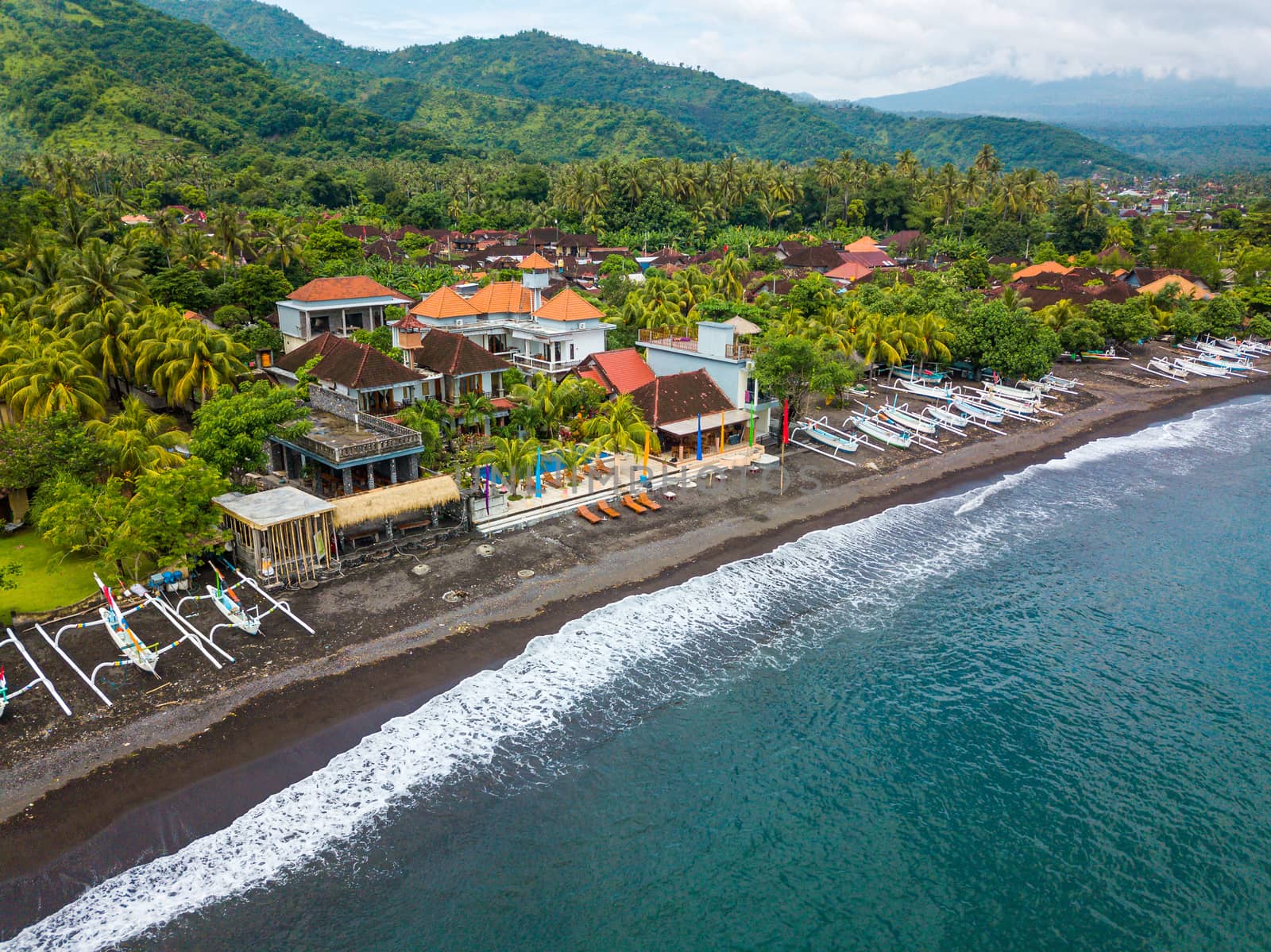 Aerial view of Amed beach in Bali, Indonesia by dutourdumonde