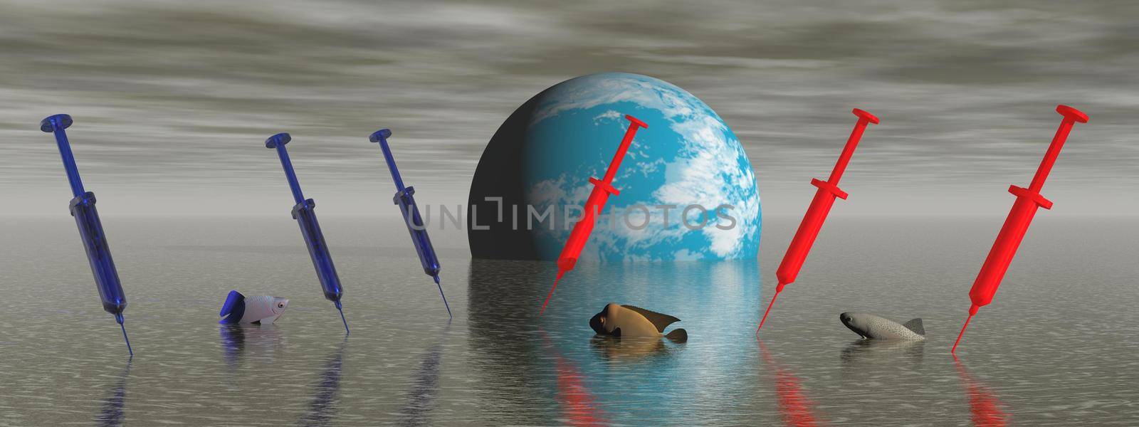 the destruction of the blue planet - 3d rendering