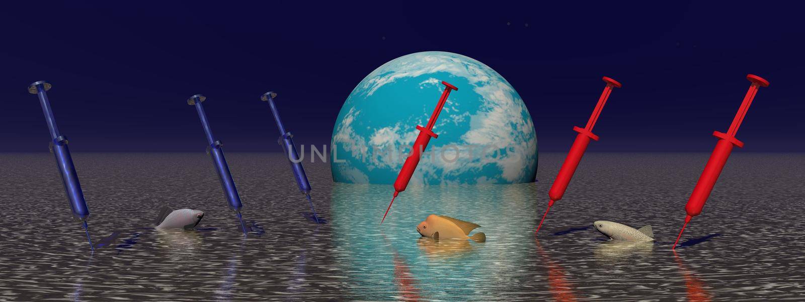 the destruction of the blue planet - 3d rendering