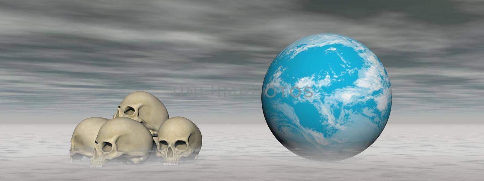 the destruction of the blue planet - 3d rendering