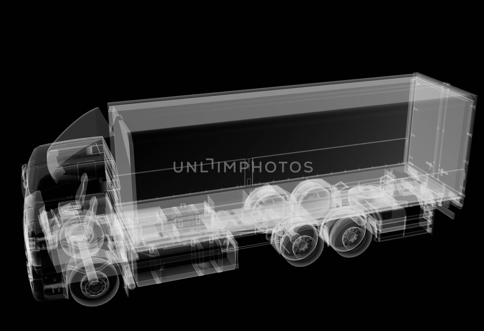 Truck x-ray on black background by cherezoff