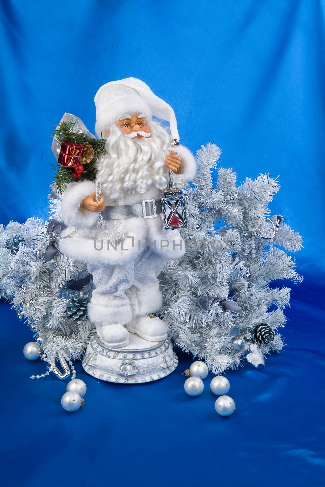 Still life with New Year accessories on a studio background