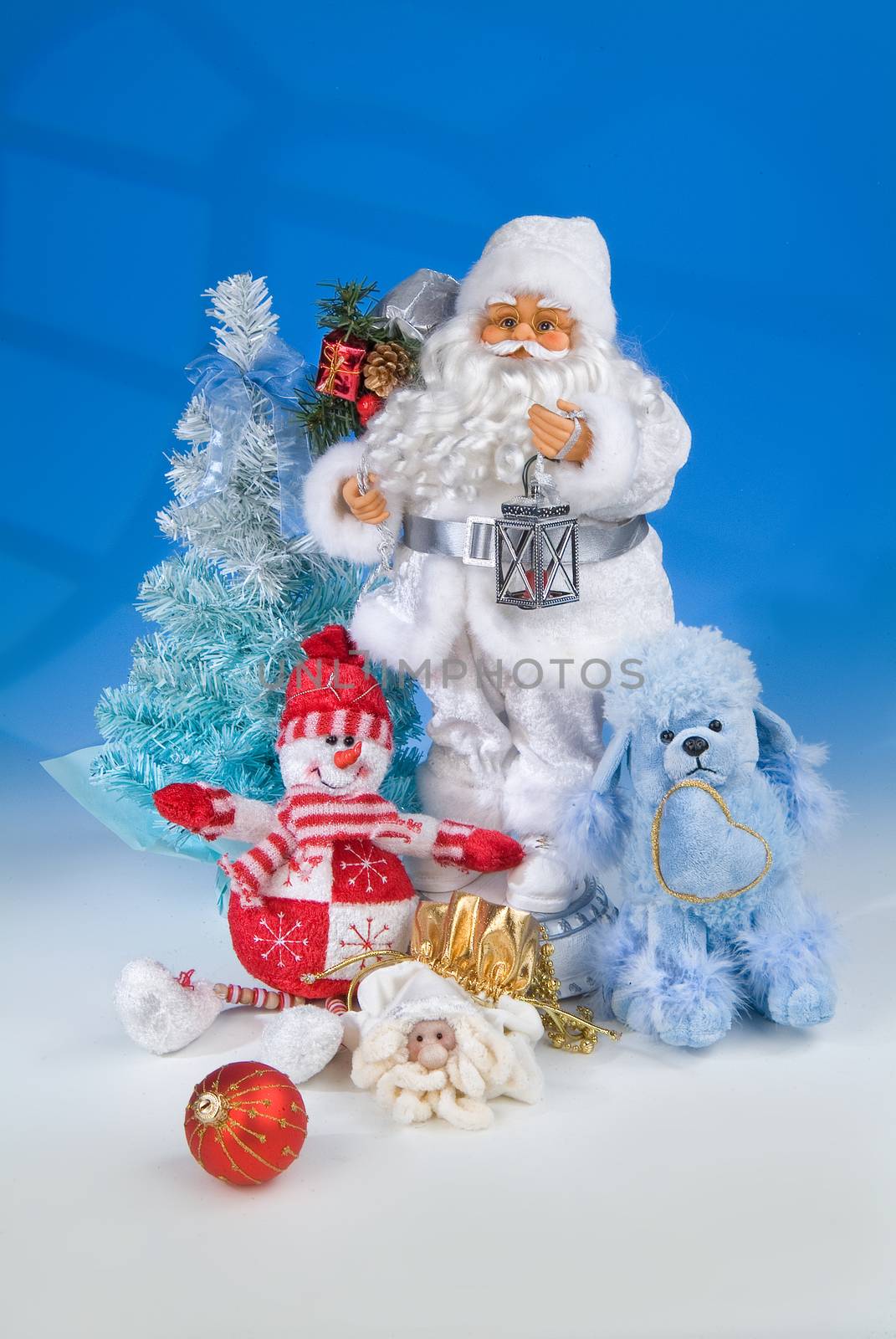 Still life with New Year accessories on a studio background