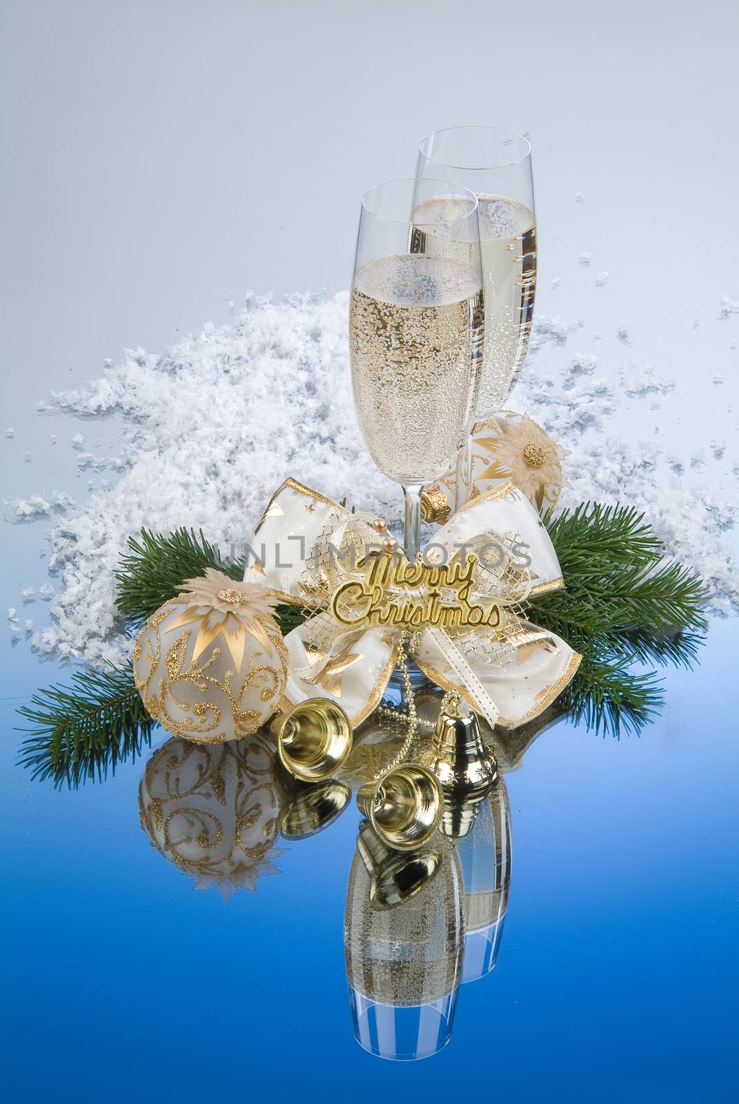 Still life with New Year accessories on a studio background