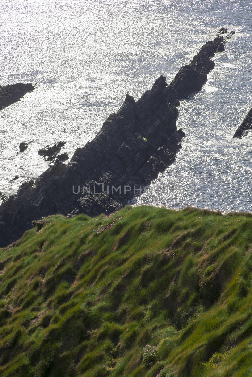 rocky jagged coastline and cliffs in county kerry ireland on the wild atlantic way