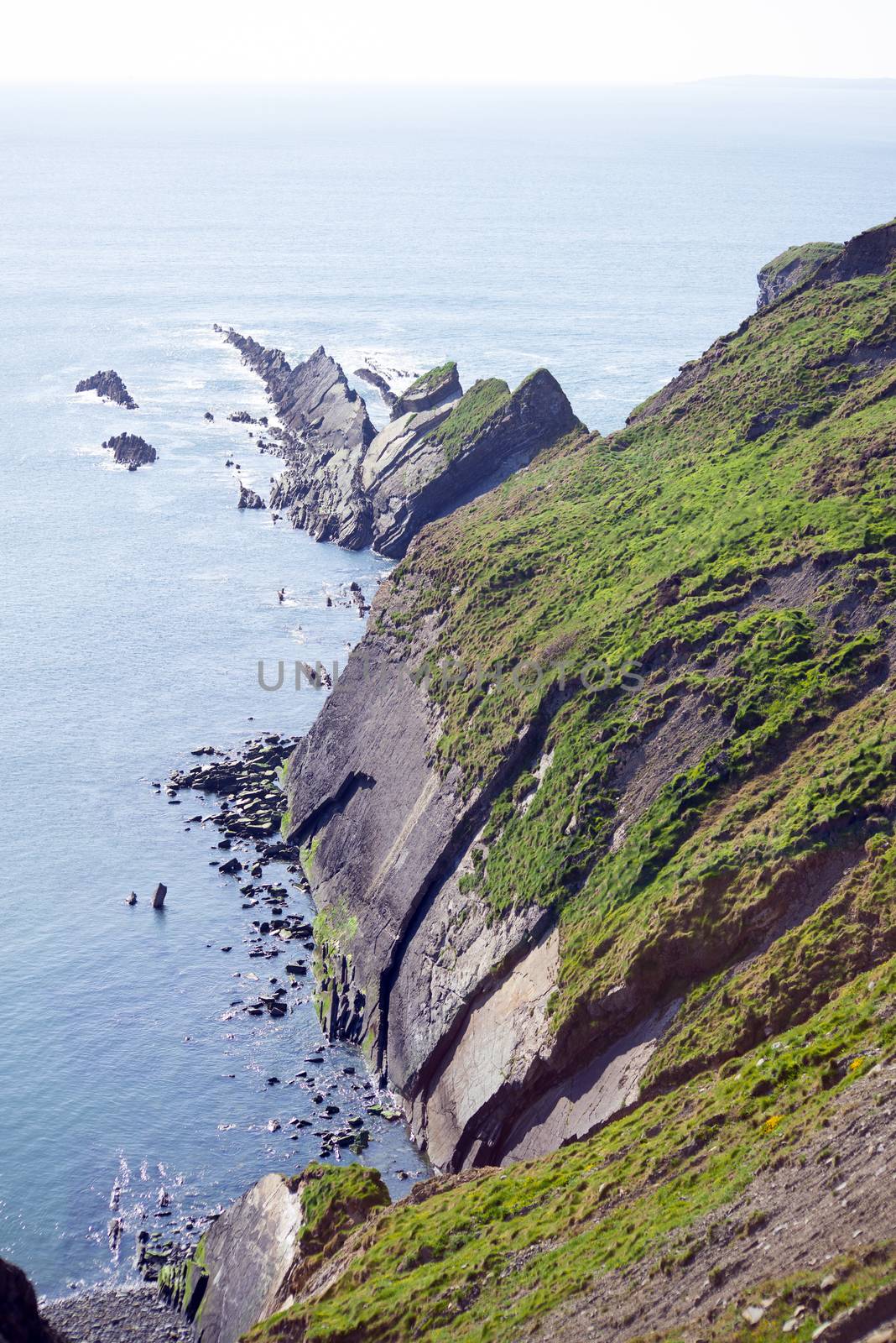 rocky jagged coastline and cliffs in county kerry ireland on the wild atlantic way