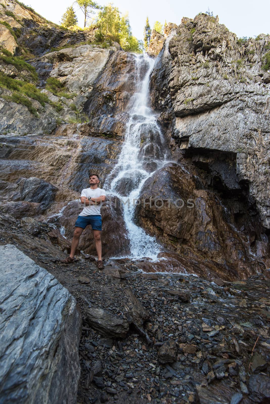 Waterfall Shirlak in Altai Mountains , West Siberia, Russia