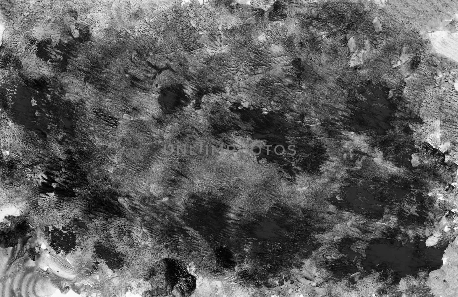 Black and white abstract backdrop, hand painting texture with paint smudges, splashes, drops. Design for backgrounds, wallpapers, covers and packaging.