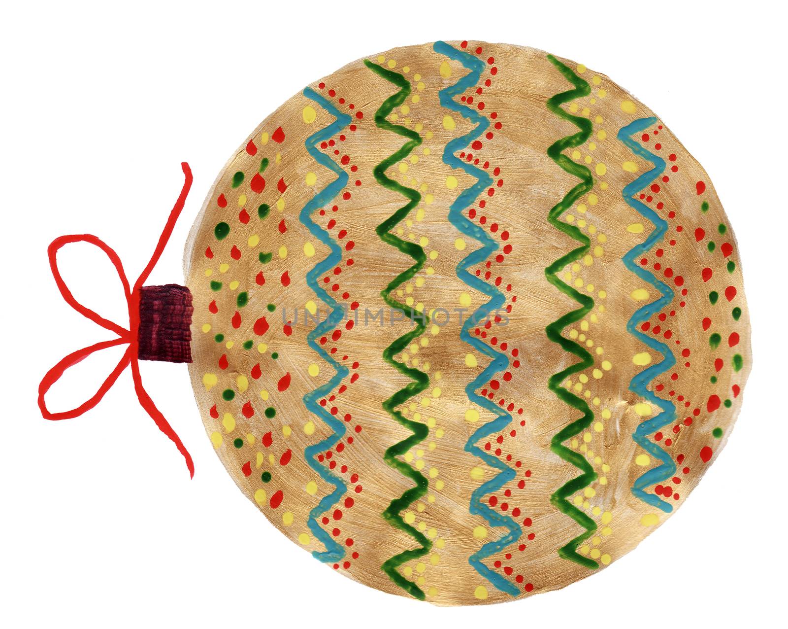 Hand drawn Christmas ball for festive season decoration. Isolated on white background illustration.