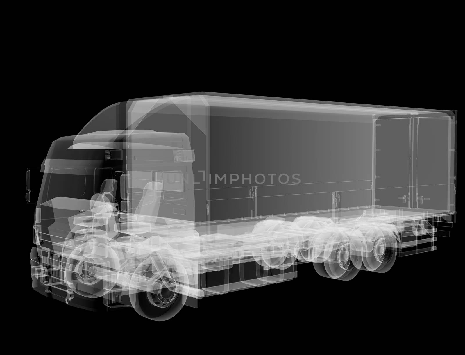 Truck x-ray on black background by cherezoff