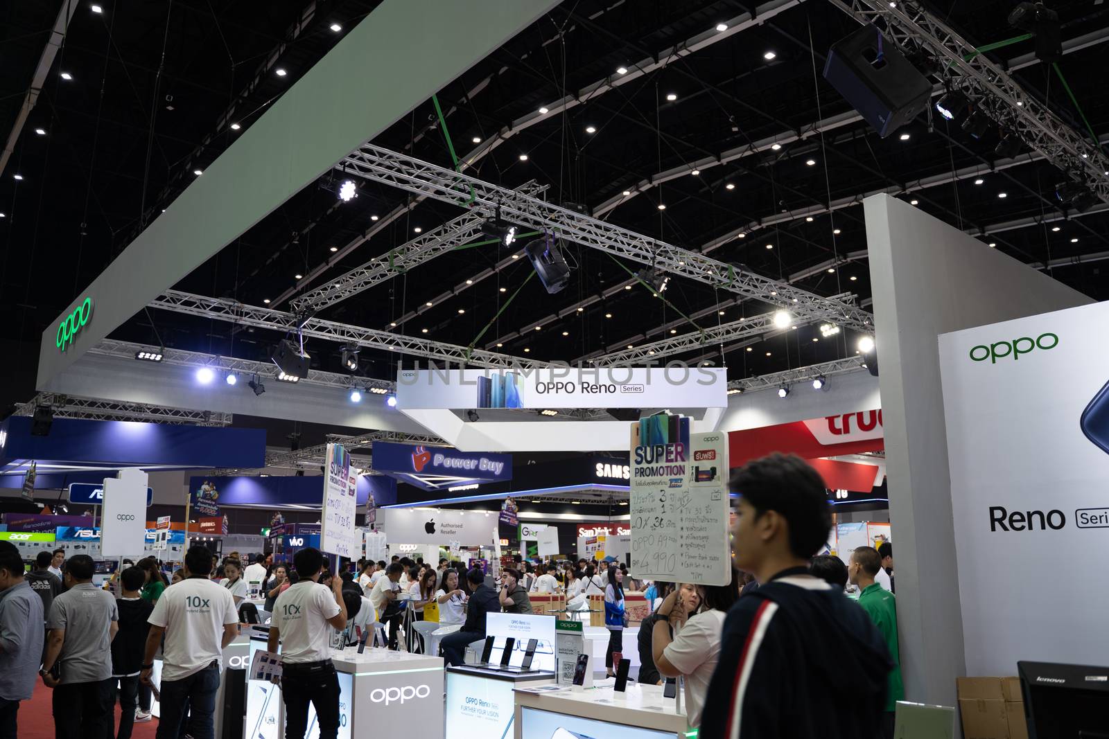 Bangkok, Thailand - Oct 04, 2019 : Thailand Mobile Expo, Mobile phone Trade fair,a lot of people are here to buy smartphone during Oct 3-6, 2019 in Bangkok, Thailand.