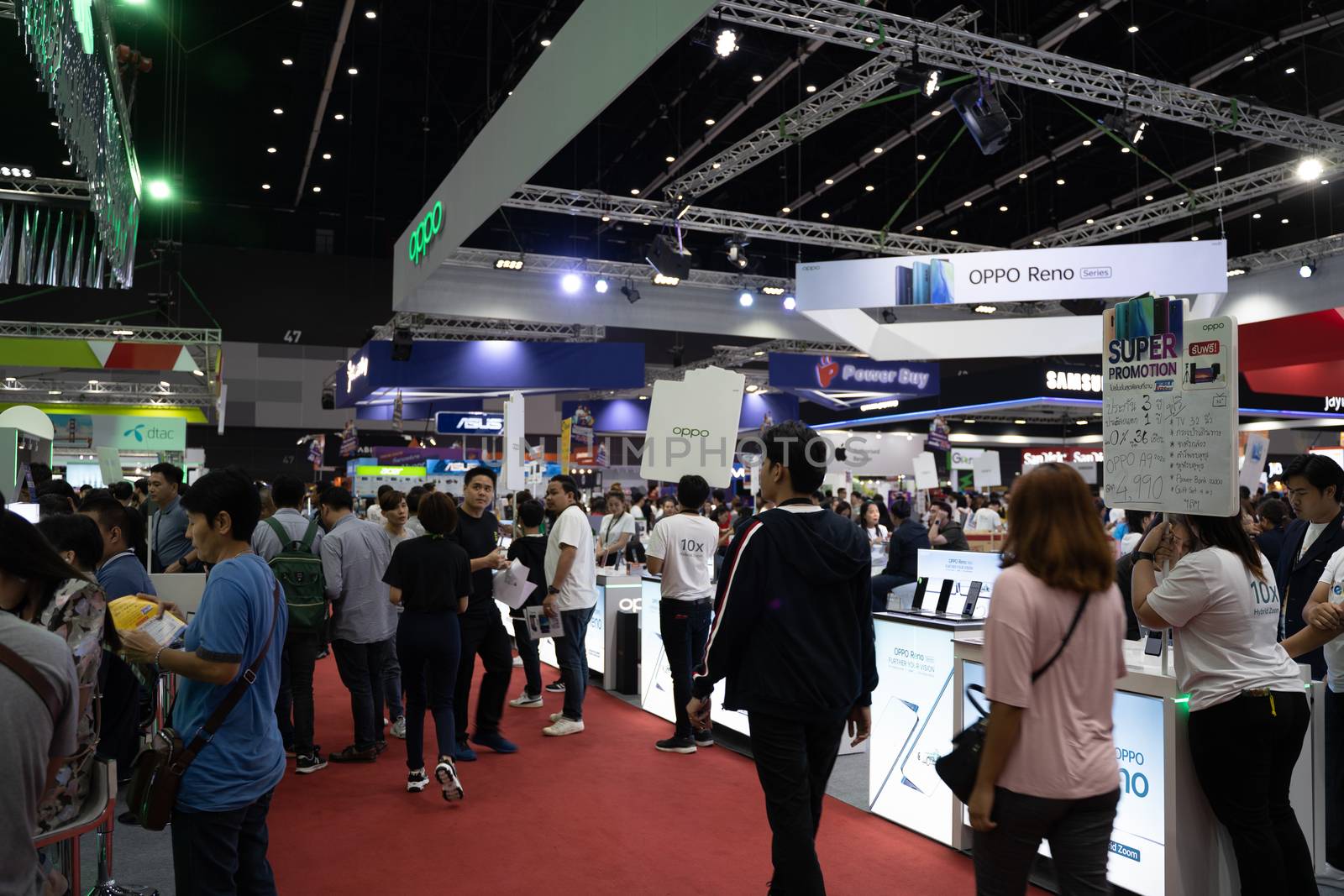 Bangkok, Thailand Oct 04, 2019 : Thailand Mobile Expo, Mobile phone Trade fair,a lot of people are here to buy smartphone during Oct 3-6, 2019 in Bangkok, Thailand. by peerapixs