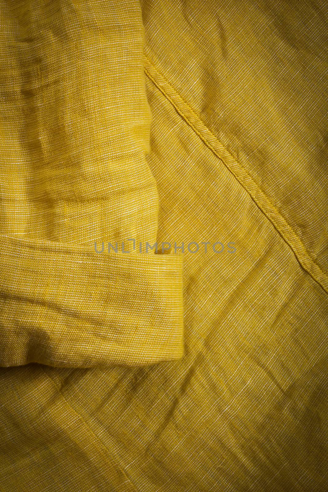 Close up of shirt yellow textile texture