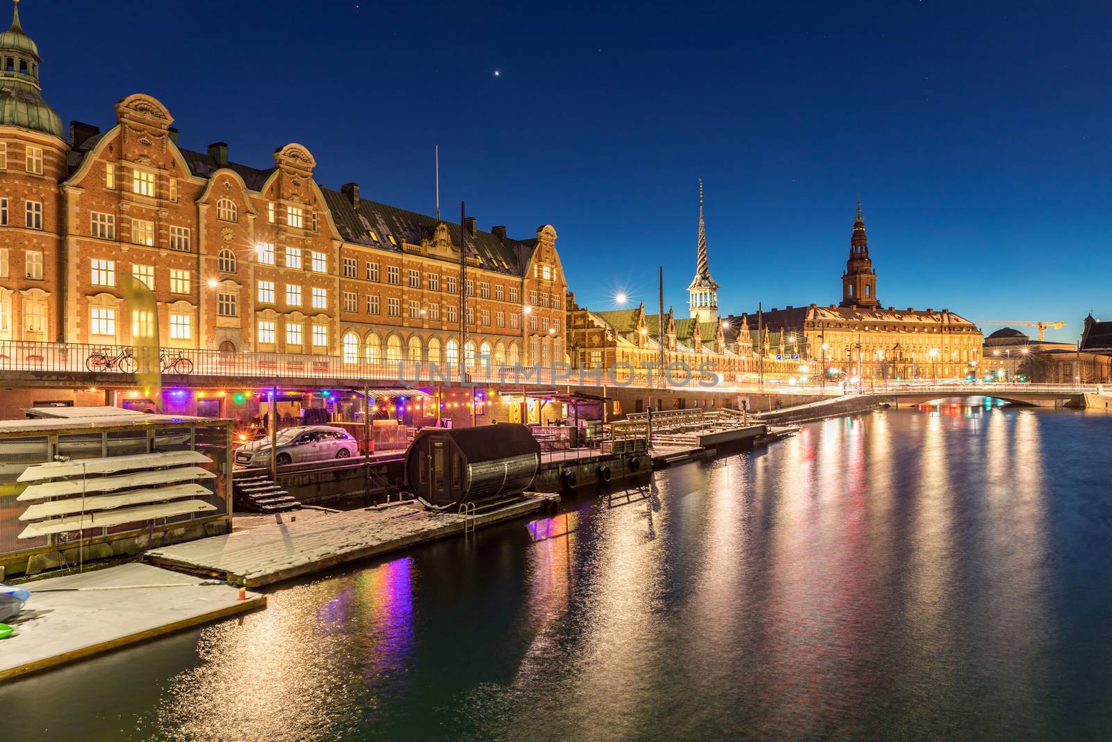 Copenhagen Cityscape at twilight night Denmark