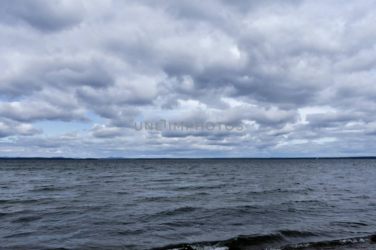 evening lake in cloudy weather, South Ural, Uvildy