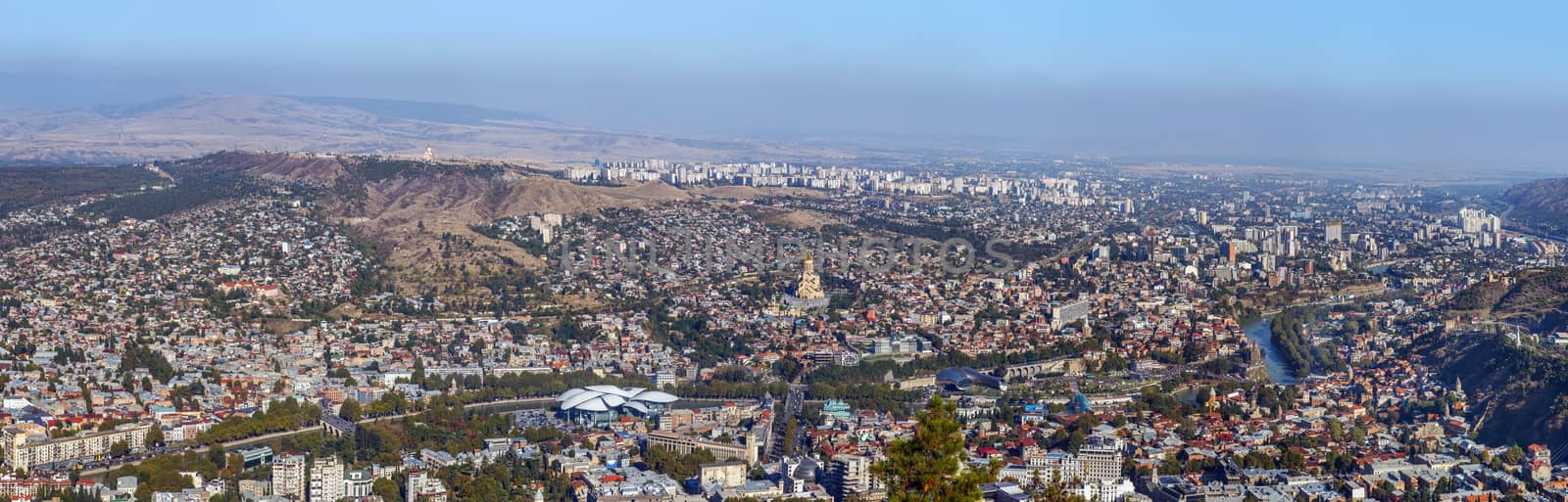 Panoramic view of Tbilisi from  Mtatsminda mountain, Georgia