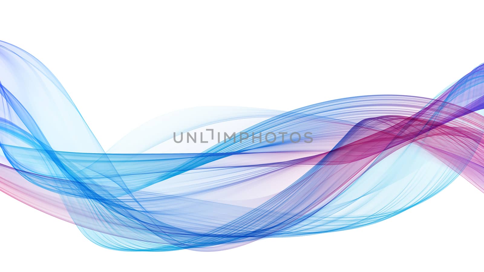 Abstract soft wave design, decoration element. Purple and blue curves on white isolated background.