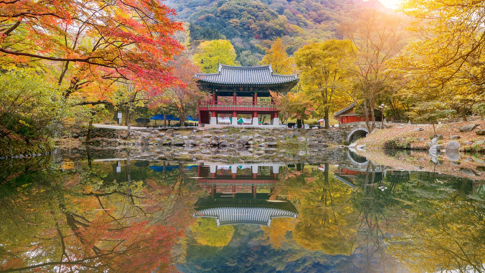 Baekyangsa Temple in autumn,Naejangsan Park in  South Korea.
