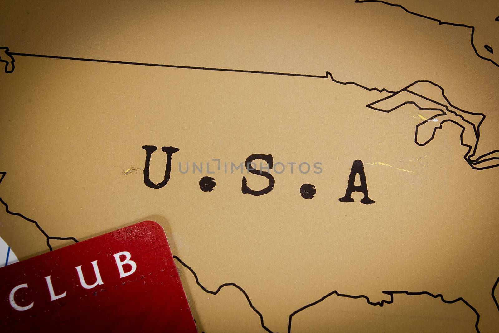 Traveler Club Card on a background map of the USA
